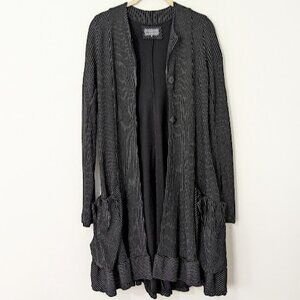 Giovanna Guglielmi Working Overtime Striped Longline Jacket Black White Medium M